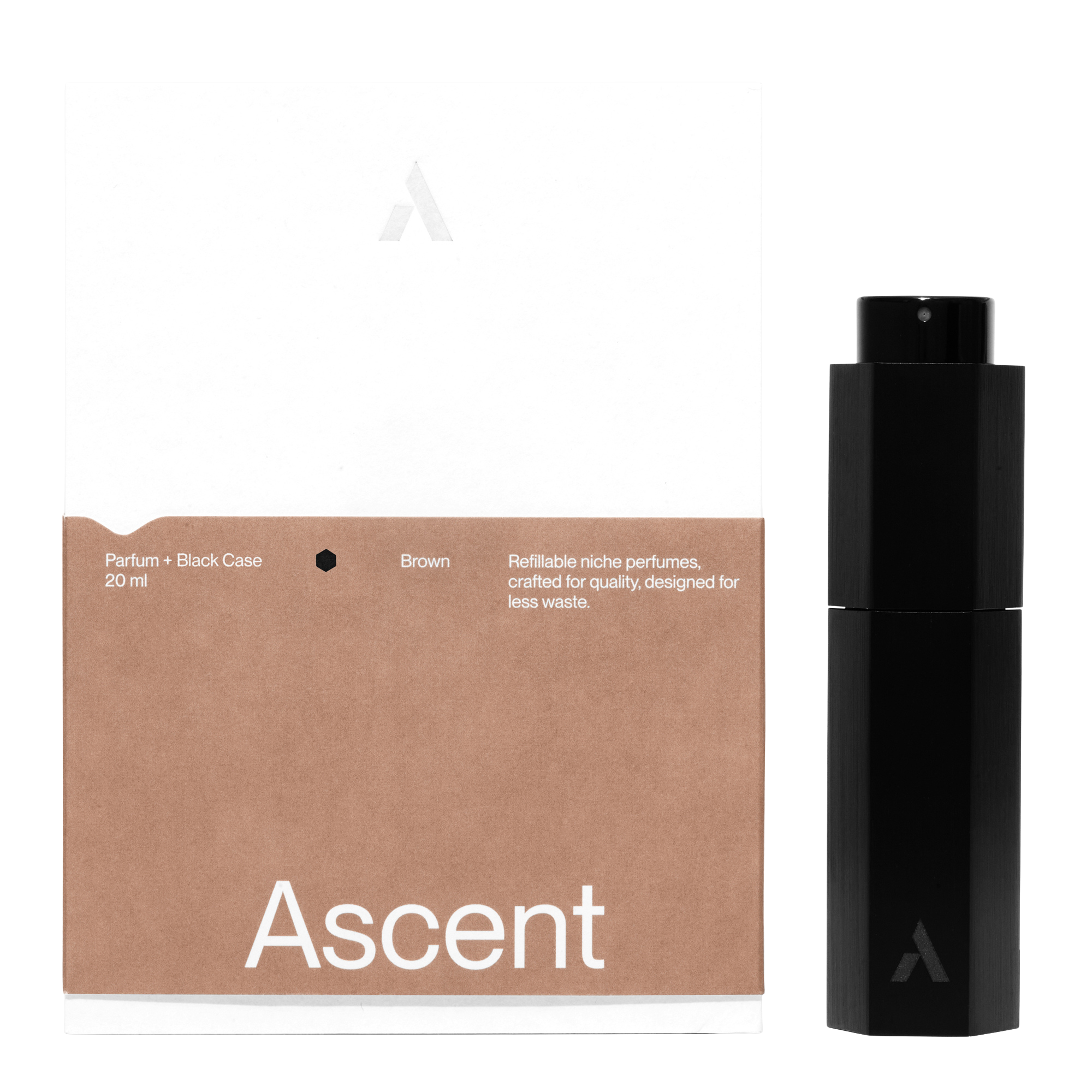 Ascent Brown Parfum Starter Kit Black Case Box and Black case
