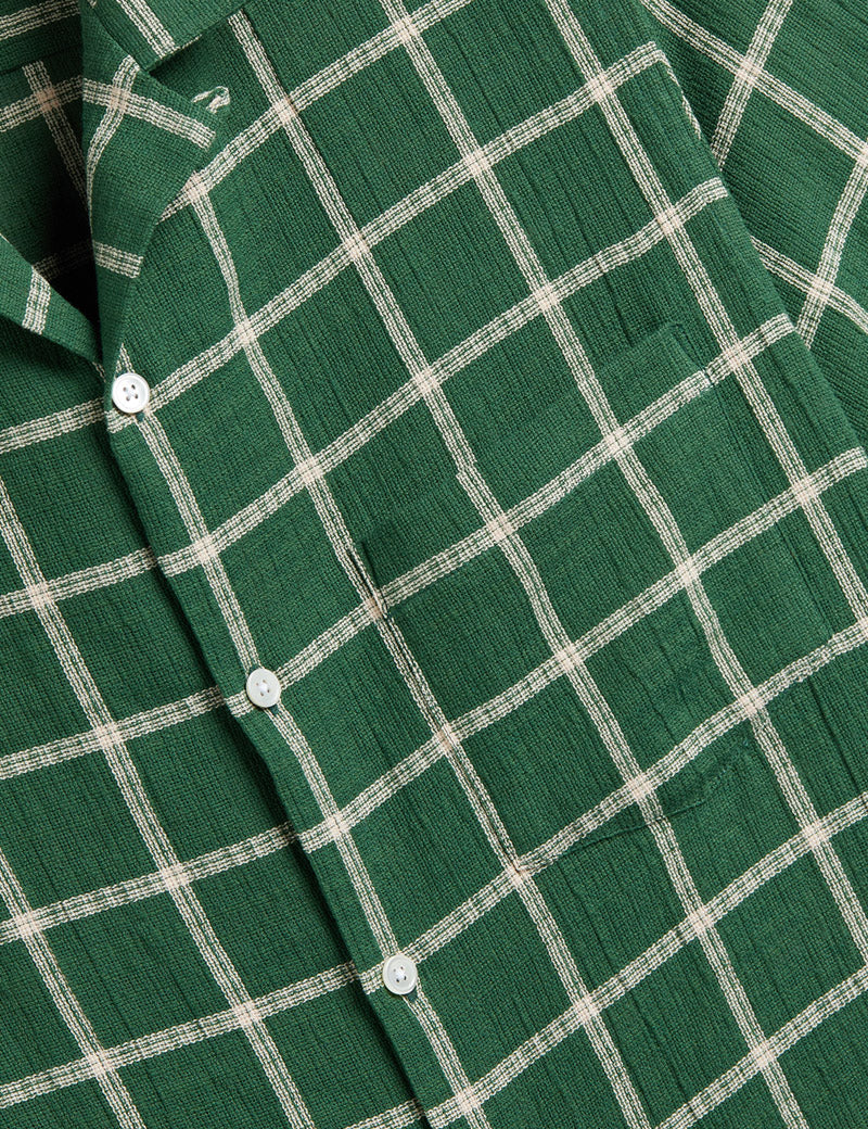 Portuguese Flannel Alvor Short Sleeve Shirt Green Chest Detail