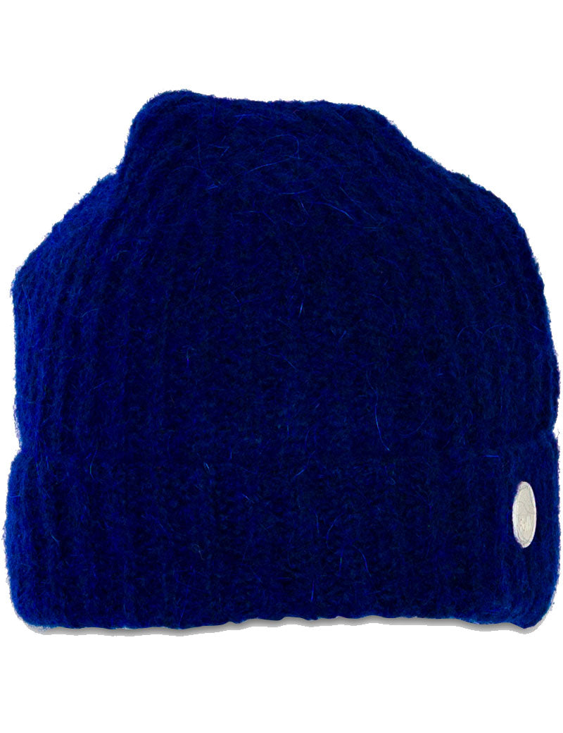 Folk Mohair Rib Beanie Rich Blue