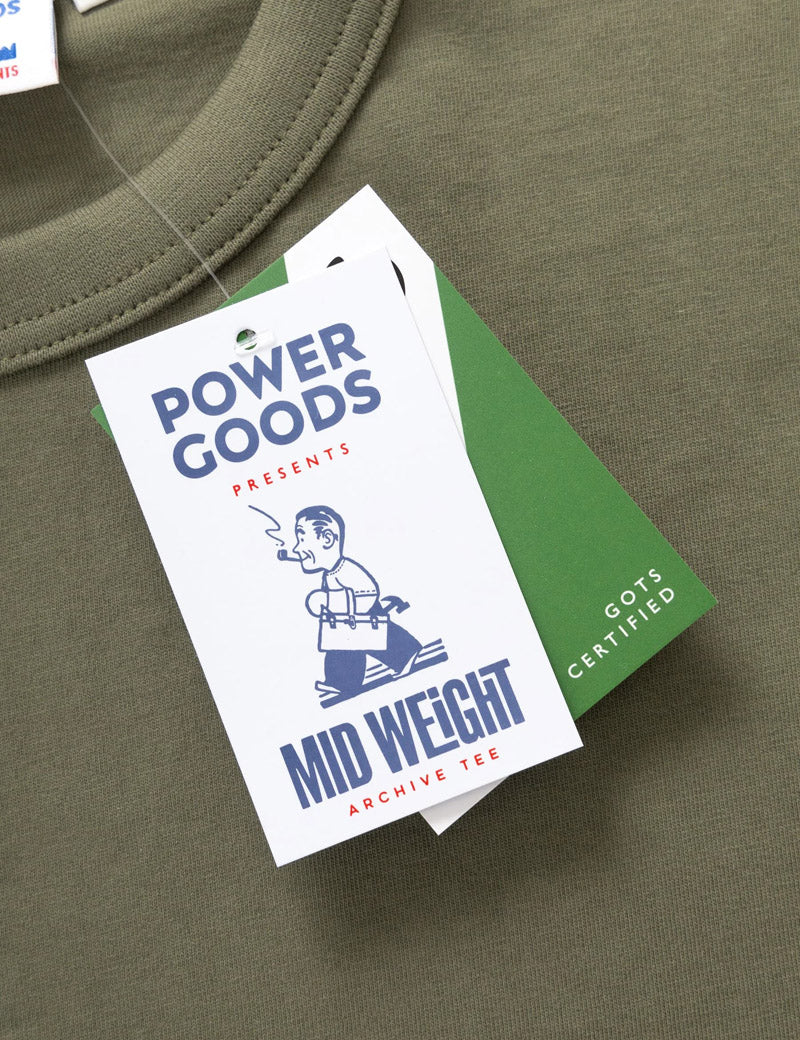 Power Goods Archive T-Shirt Olive Label