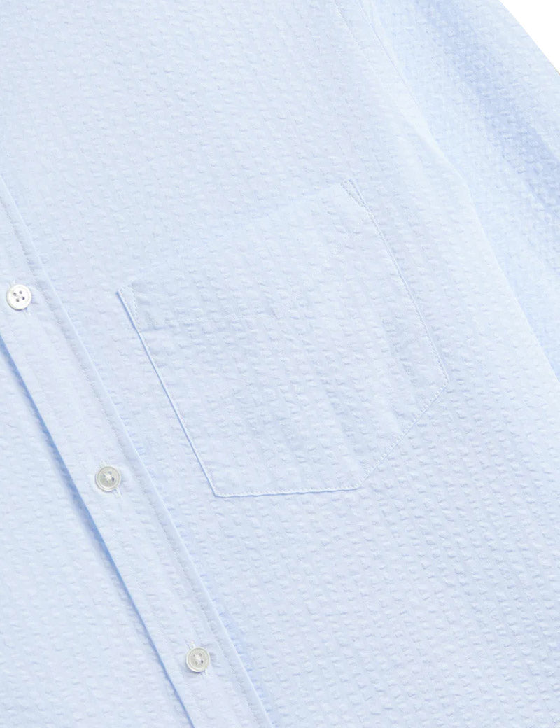 Portuguese Flannel Atlantico Long Sleeve Shirt Light Blue Chest Pocket