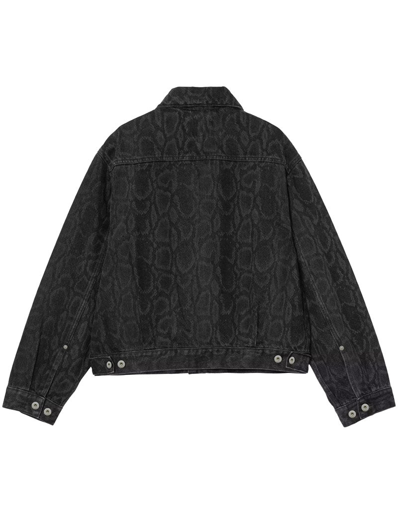 Carhartt WIP Women's Belmar Jacket Snake Camo, Black, Heavy Stone Wash Back View