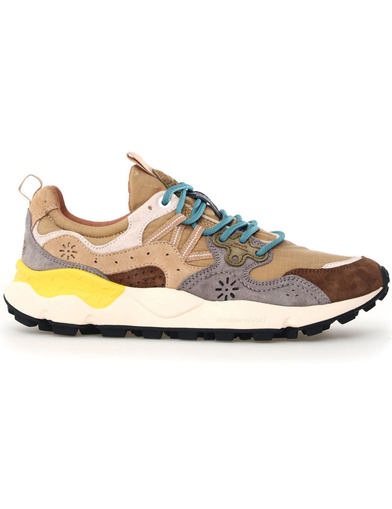 Flower Mountain Yamano 3 Trainers Suede Nylon Ripstop Brown Grey