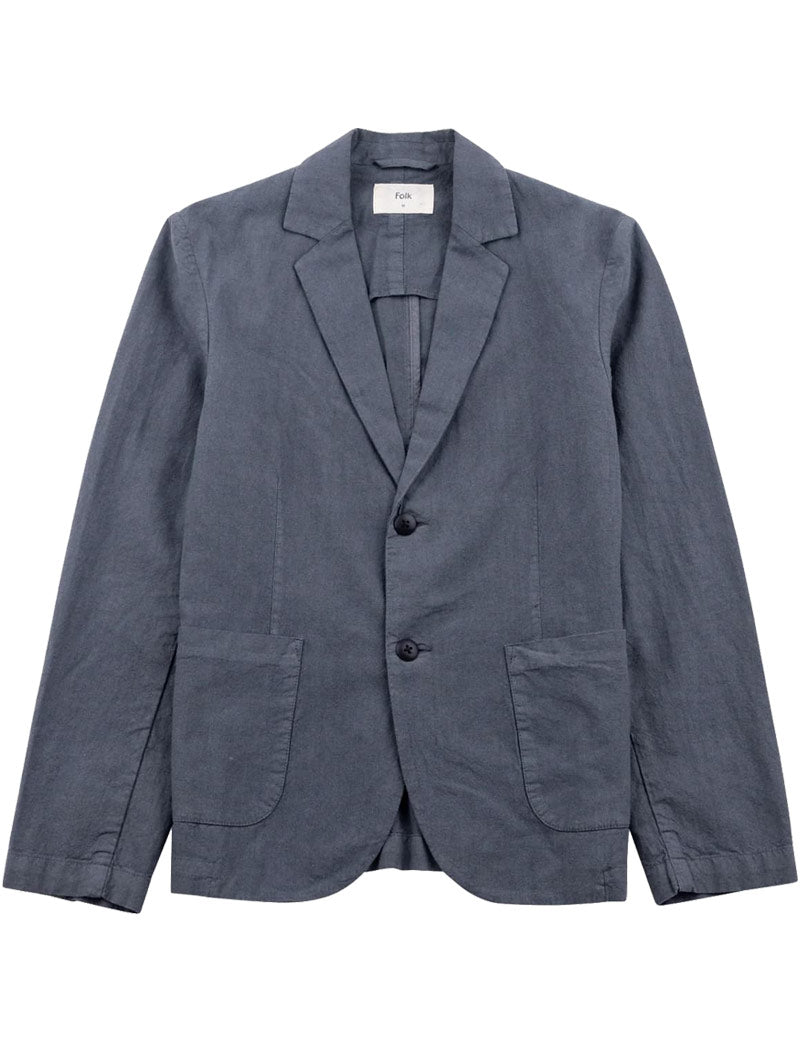Folk Cotton Linen Blazer Charcoal