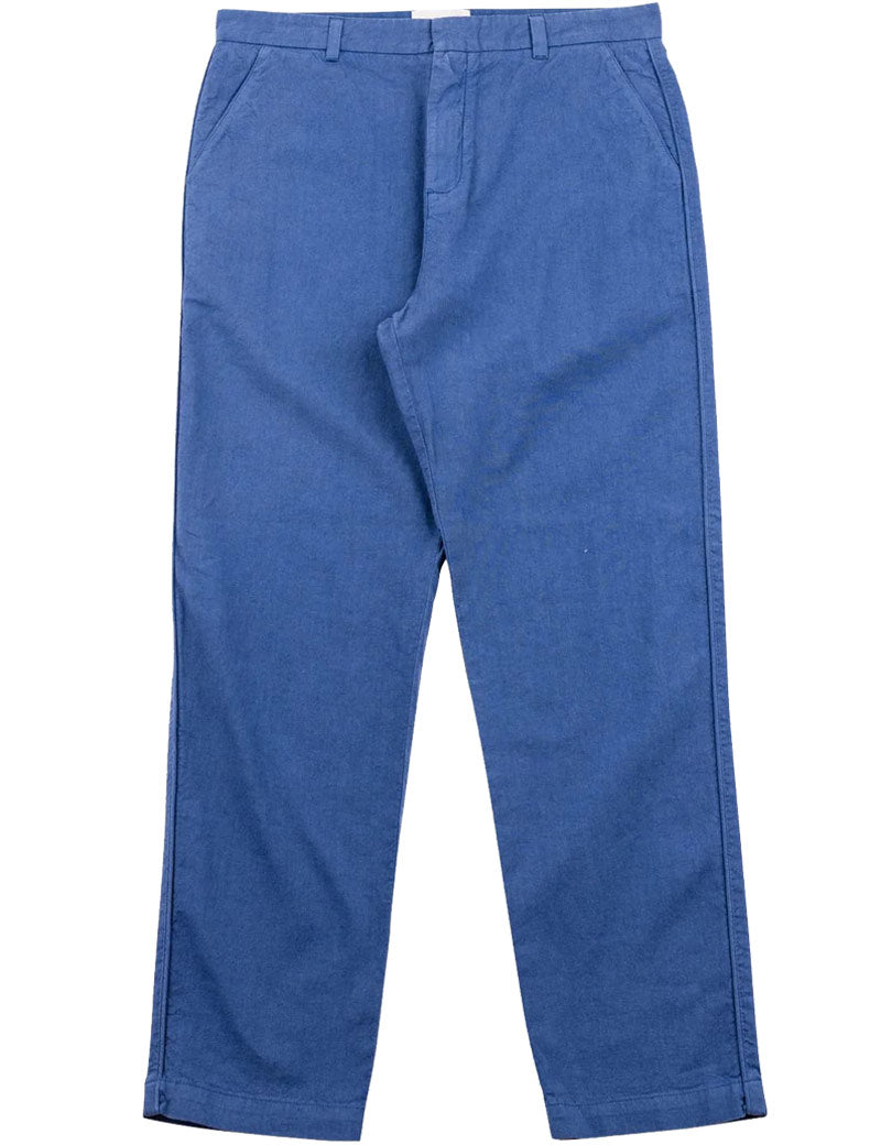 Folk Fixed Waistband Cotton Linen Trouser Woad