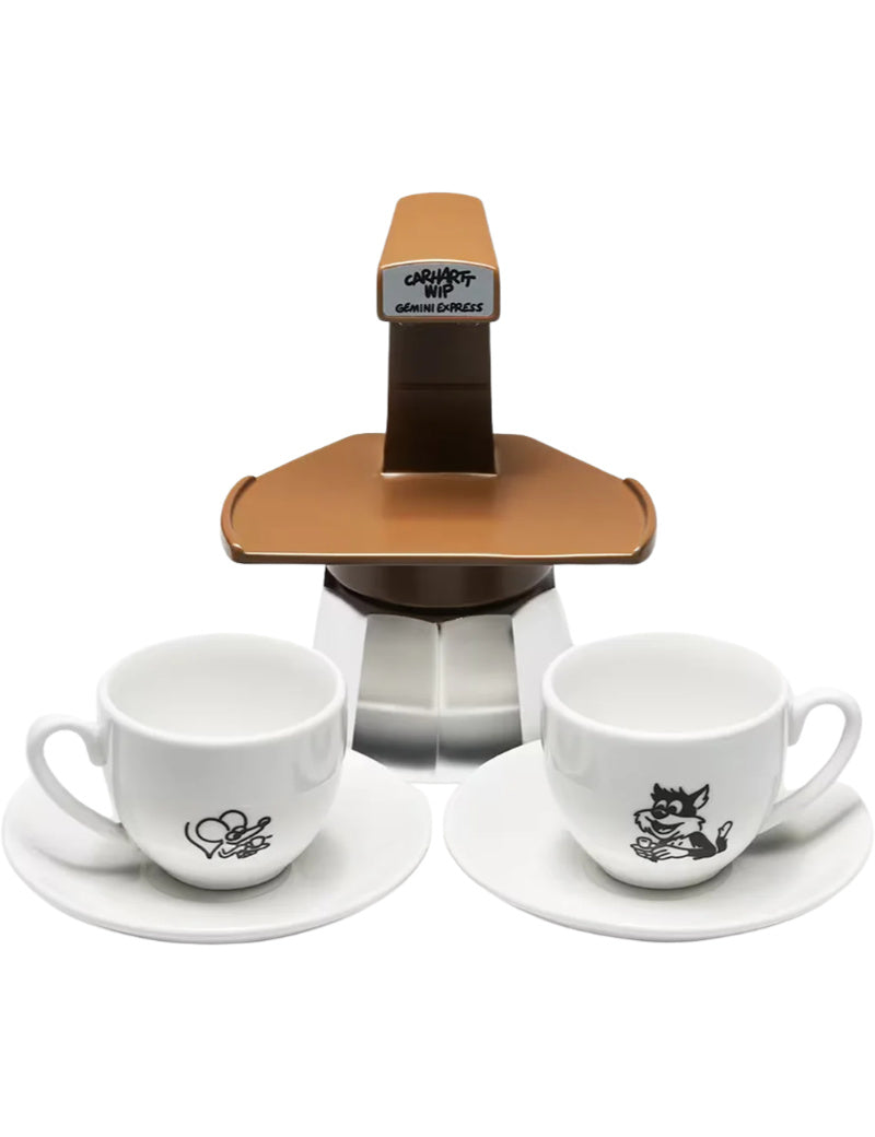 Carhartt WIP X Gemini Express Coffee Break Espresso Maker Aluminium Brown Cups & Saucers