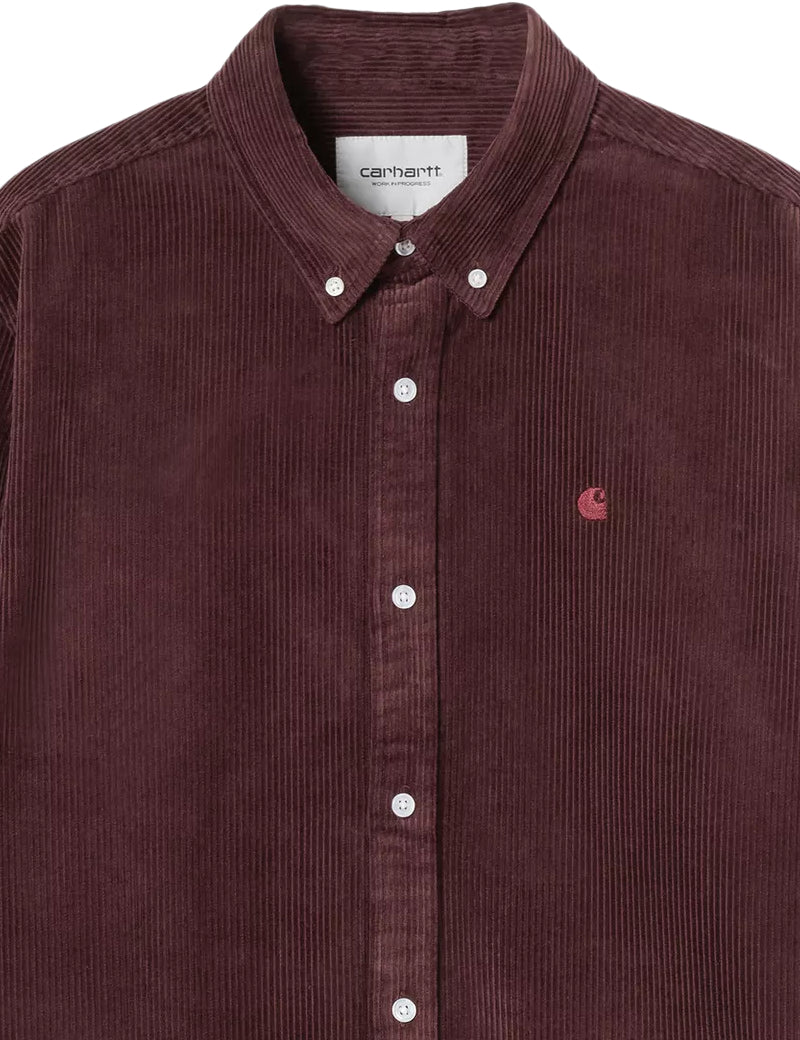 Carhartt WIP L/S Madison Cord Shirt Amarone Embroidered Logo