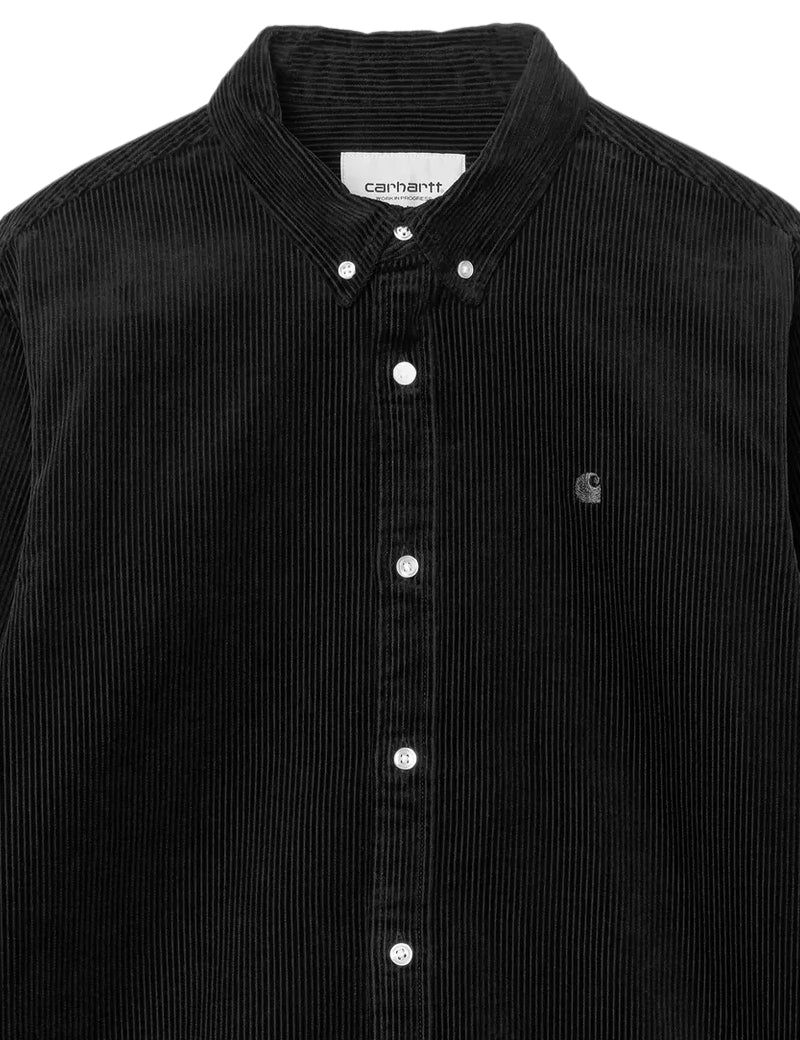 Carhartt WIP L/S Madison Cord Shirt Soot Embroidered Logo