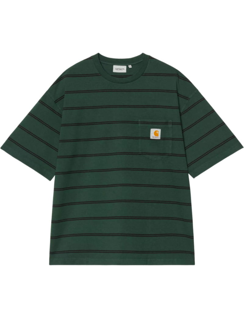 Carhartt WIP S/S Cardona Pocket T-Shirt Stripe Natural & Dark Scarab Front