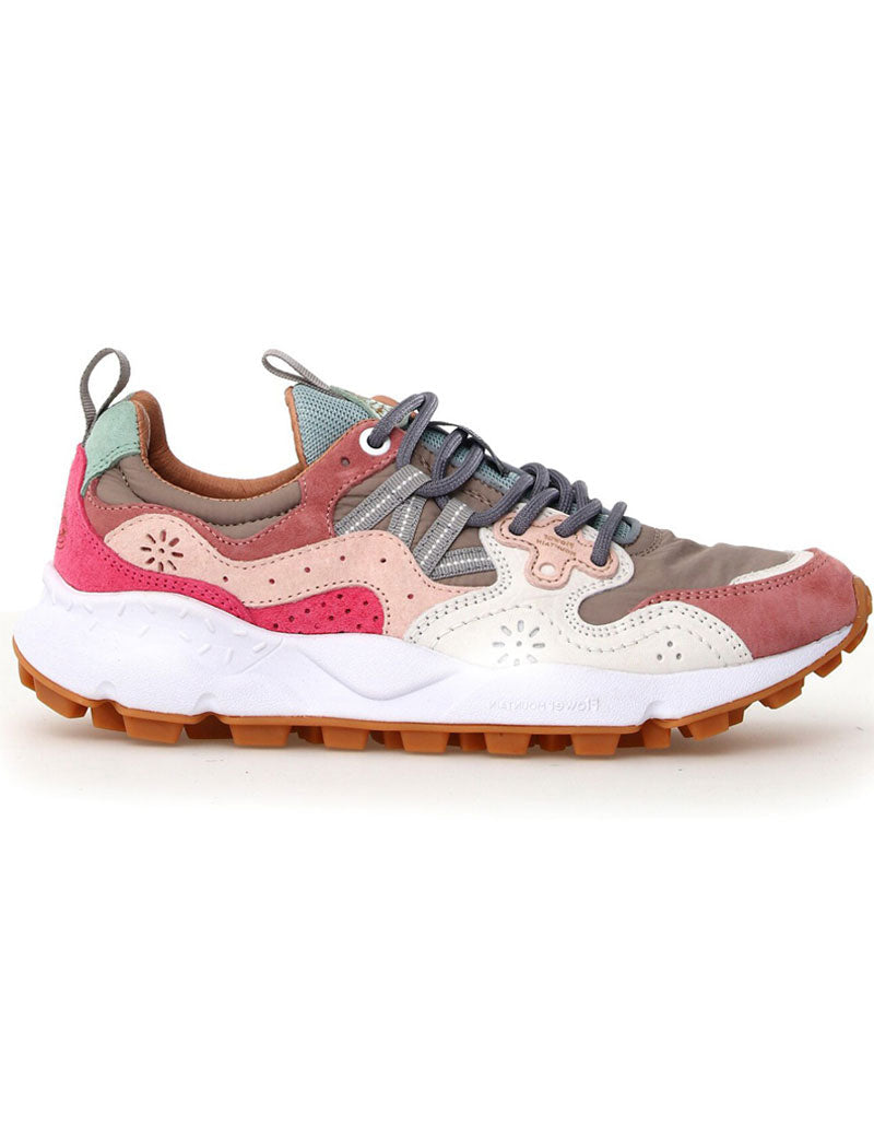 Flower Mountain Yamano 3 Woman Trainers Suede Knitted Mesh Cipria Multi
