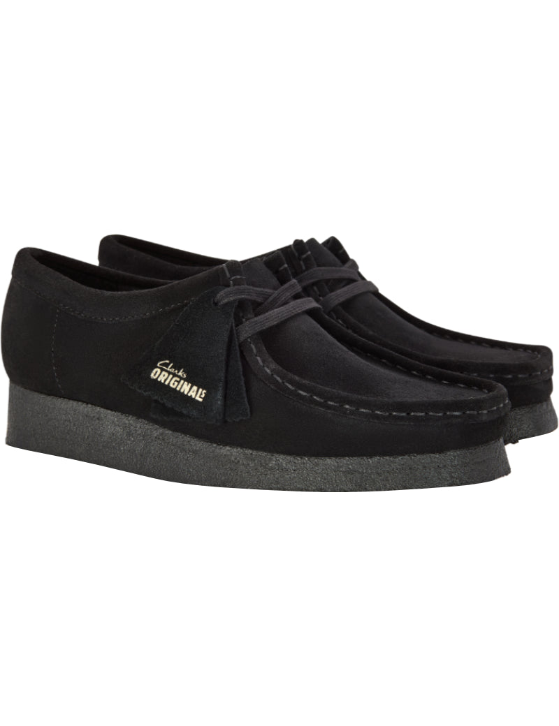 Clarks Originals Wallabee Black Suede Women's Angled View
