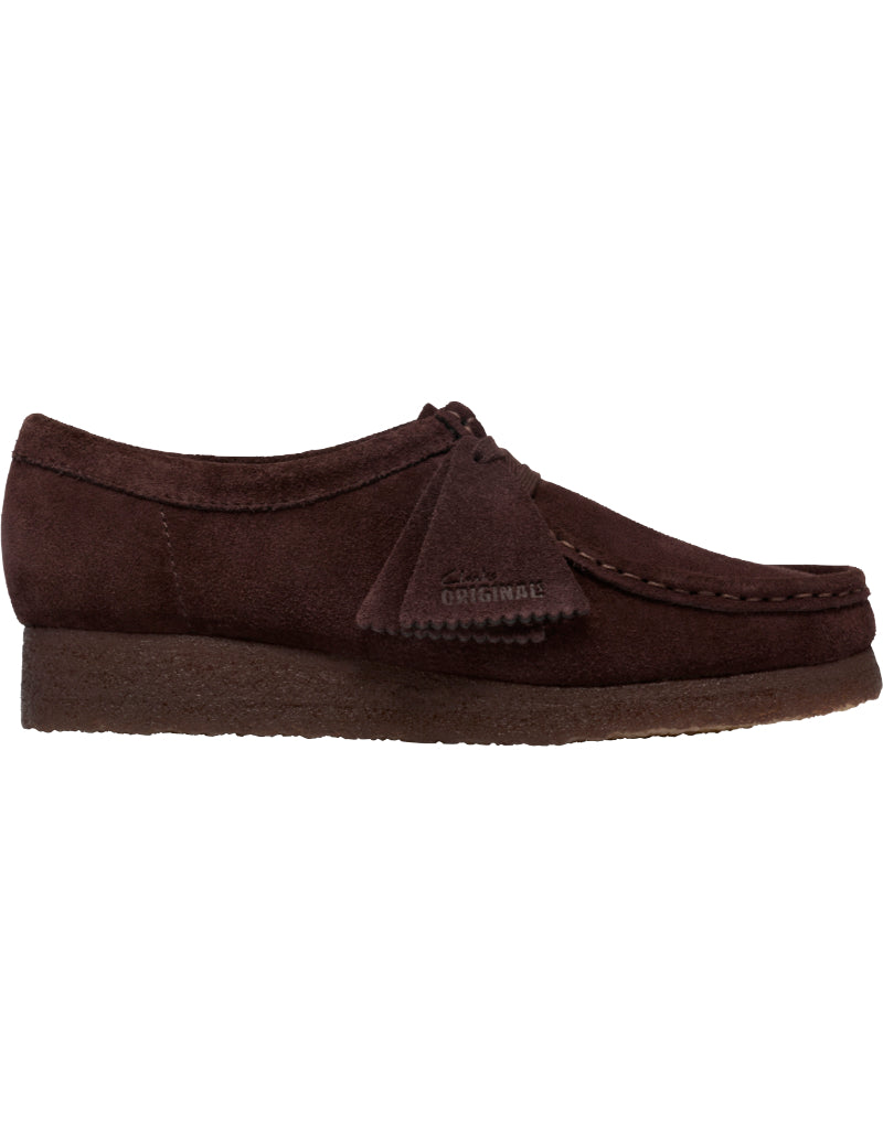 Clarks Originals Wallabee Shoes Chocolate Suede Women's Side