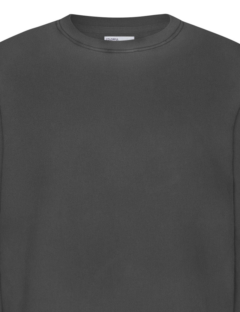 Colorful Standard Classic Organic Crew Sweatshirt Faded Black Collar Detail