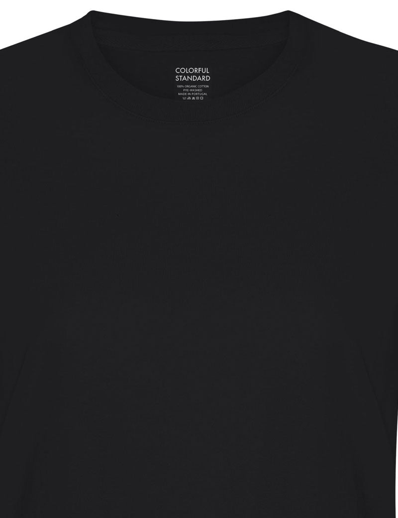 Colorful Standard Womens Light Organic Tee Deep Black Collar Detail