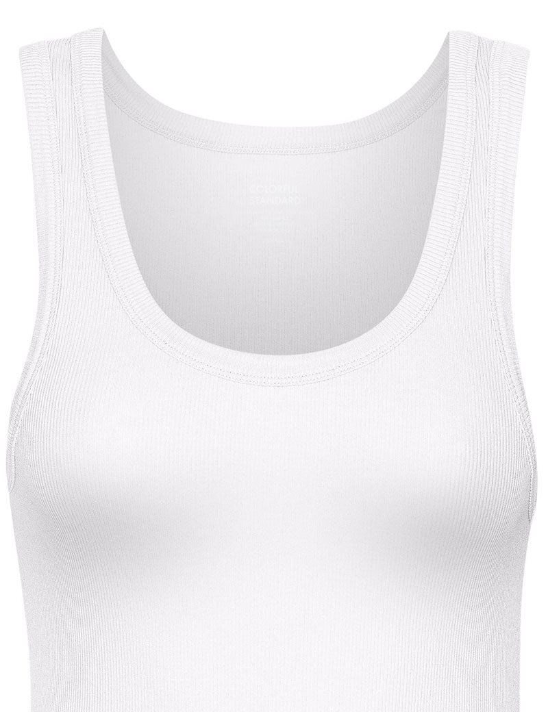 Colorful Standard Womens Organic Rib Tank Top Optical White Collar