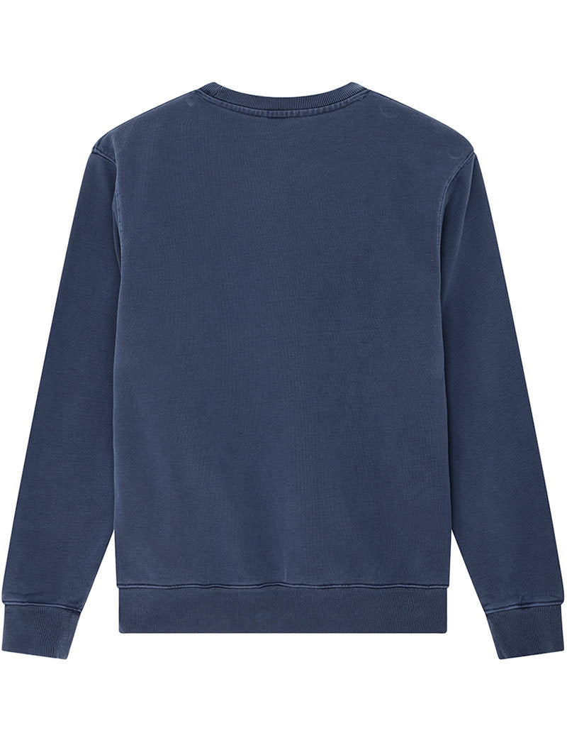 Deus Ex Machina Shield Garment Dyed Crew Sweatshirt Mechanic Blue Back View