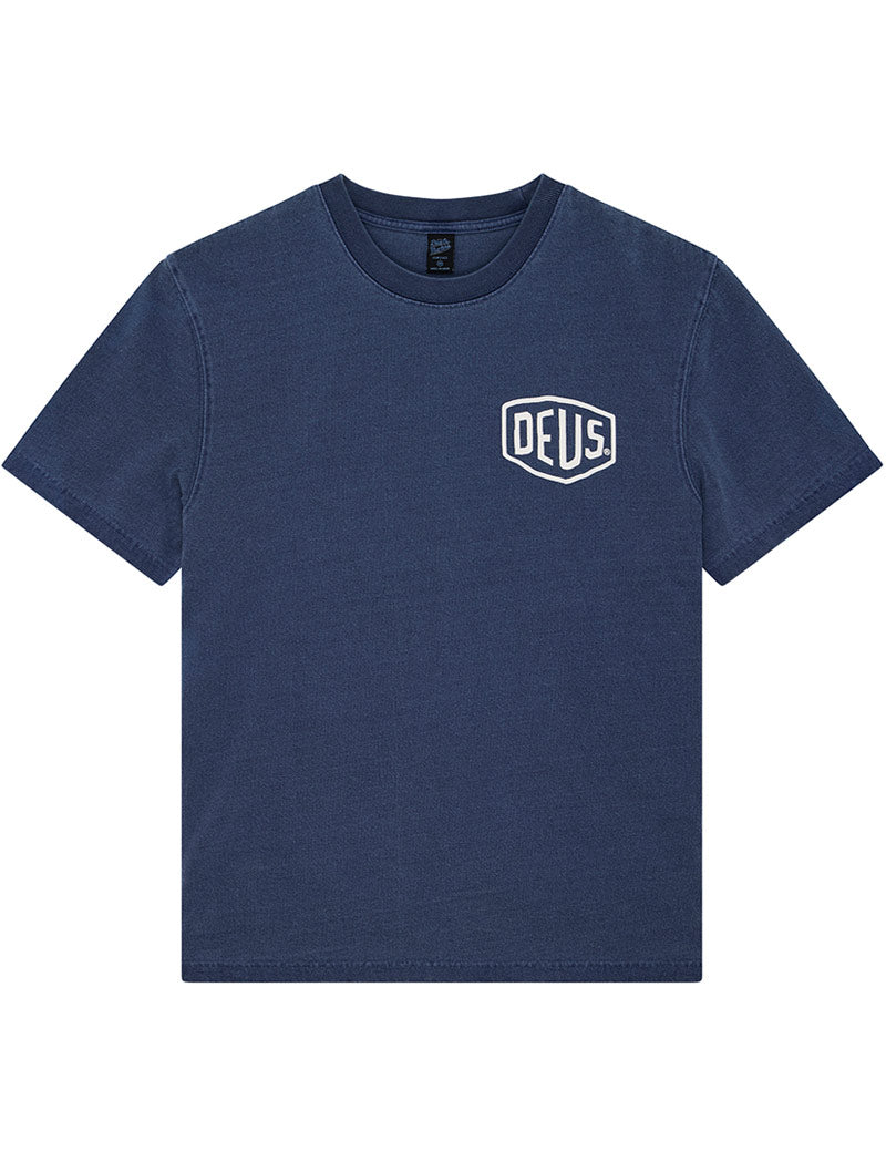 Deus Ex Machina Shield Garment Dyed Tee Mechanic Blue
