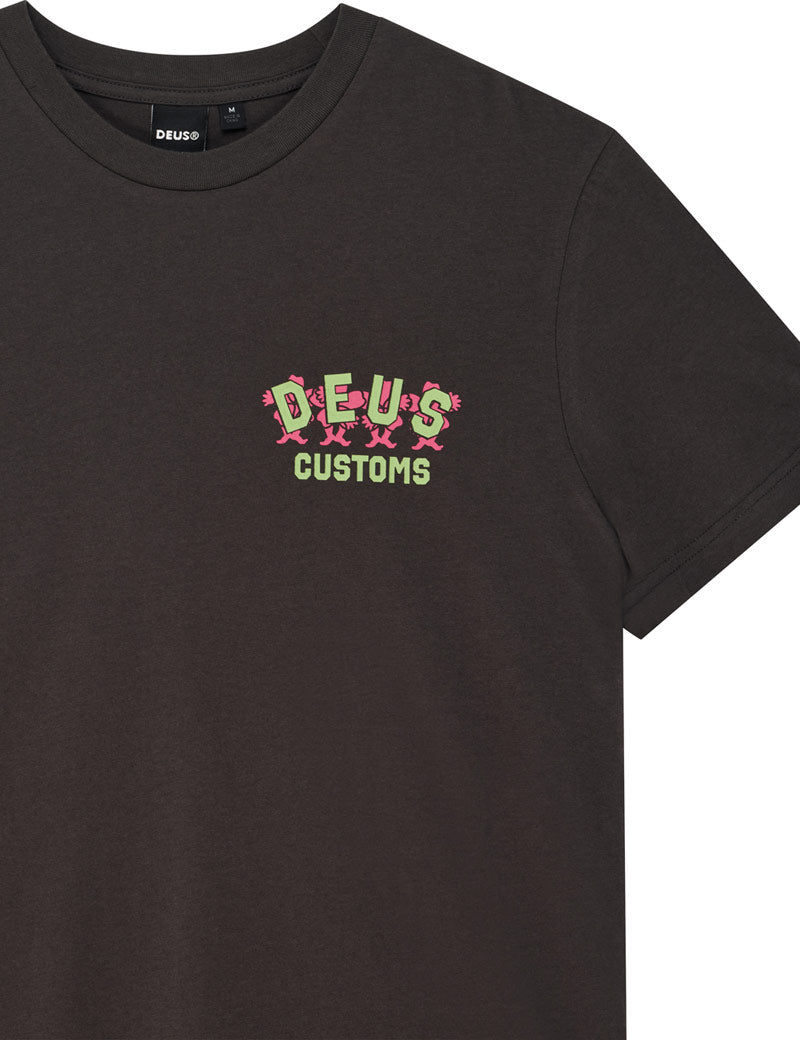 Deus Ex Machina Fancy Pansy Tee Anthracite Chest Print