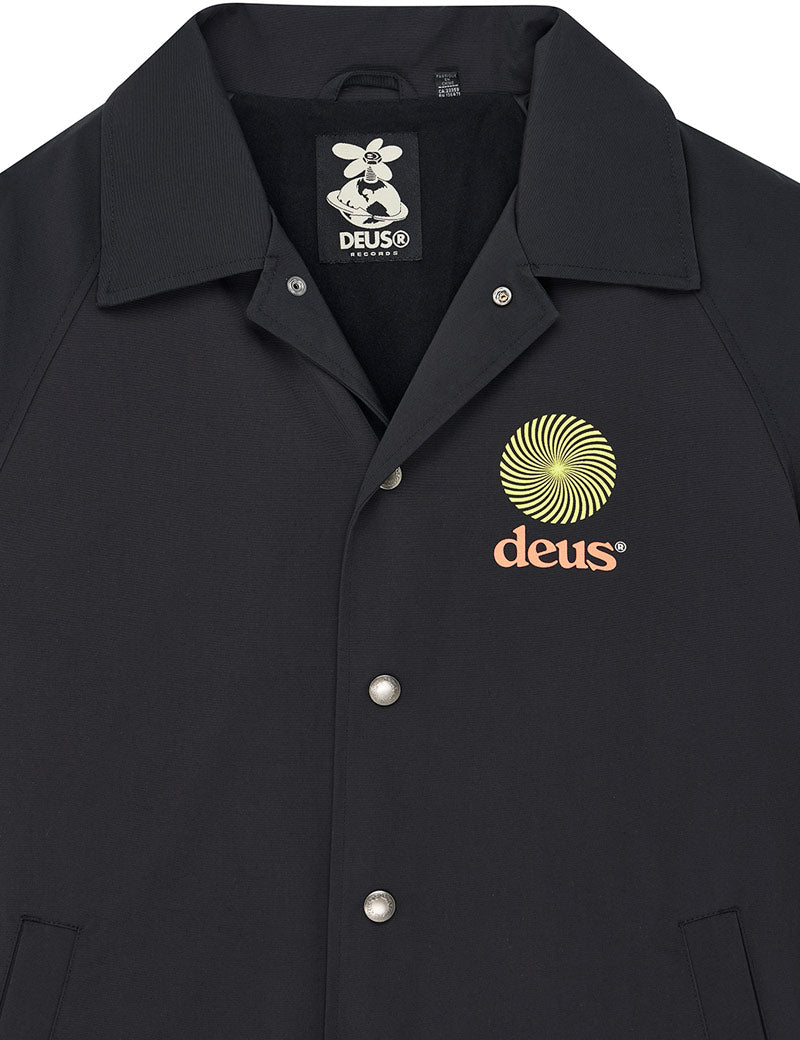 Deus Ex Machina Strata Coach Jacket Black Chest Print