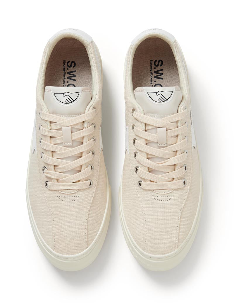 Stepney Worker Club Dellow S-Strike Cup Canvas Trainers Ecru, White Top View
