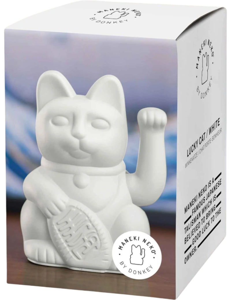 Donkey Lucky Cat White Maneki Neko Boxed