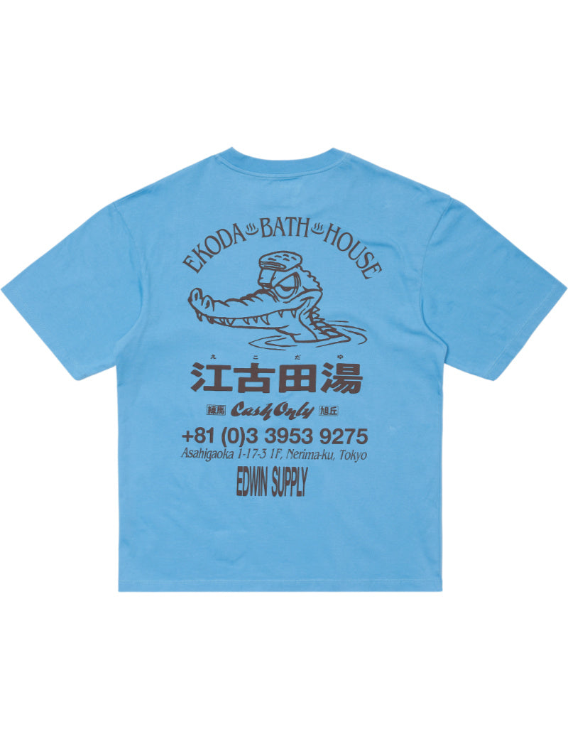 Edwin Ekoda Bath House T-Shirt Azure Blue Back