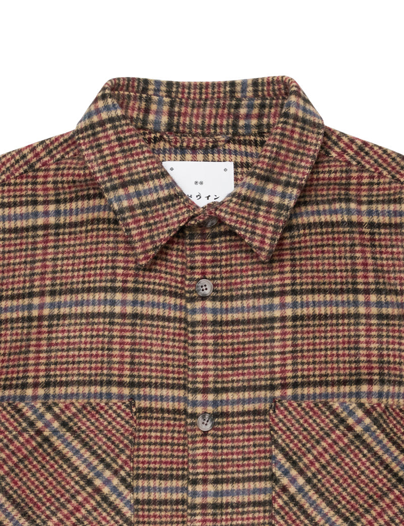 Edwin Julius Shirt LS Burgundy & Blue Collar