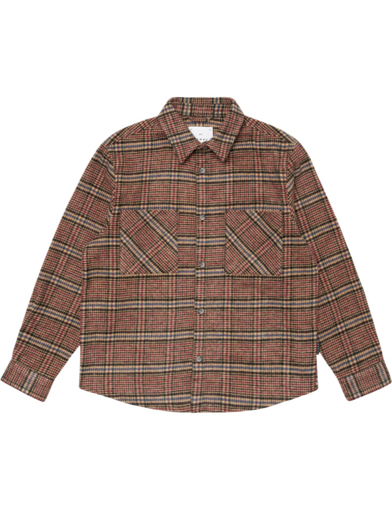 Edwin Julius Shirt LS Burgundy & Blue Front