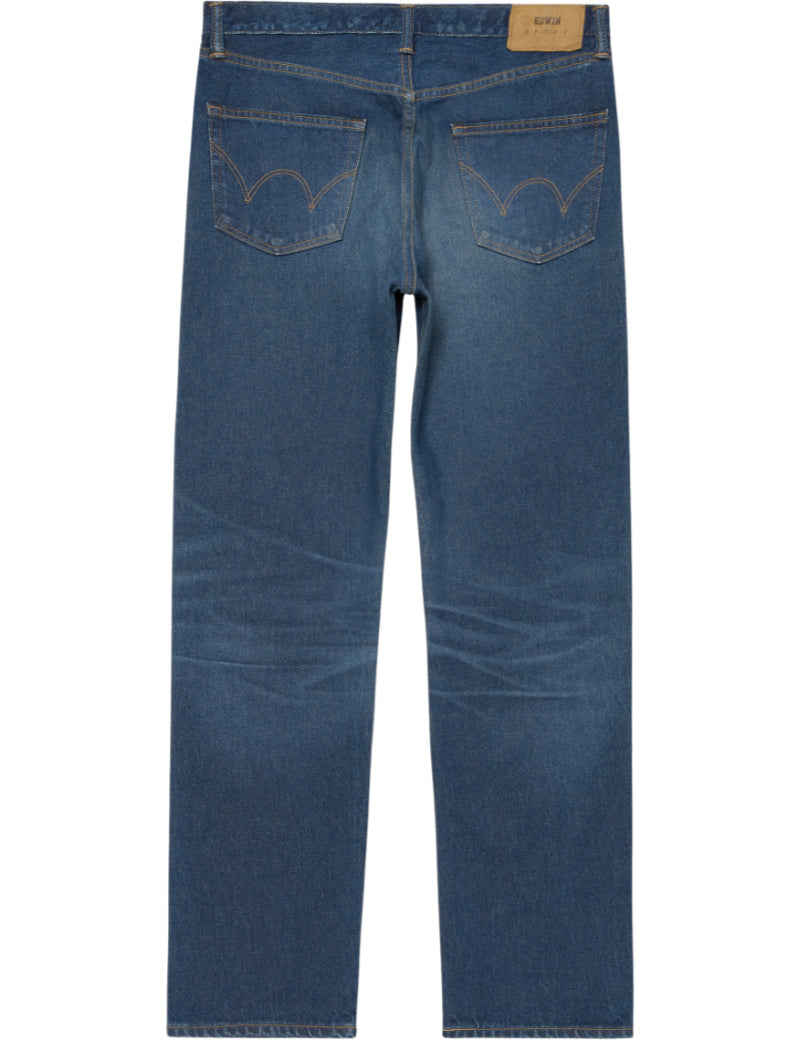 Edwin Regular Straight Jeans Blue Dark Used Back