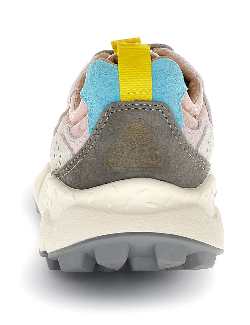 Flower Mountain Yamano 3 women's trainers light pink, off-white and pink - Heel View