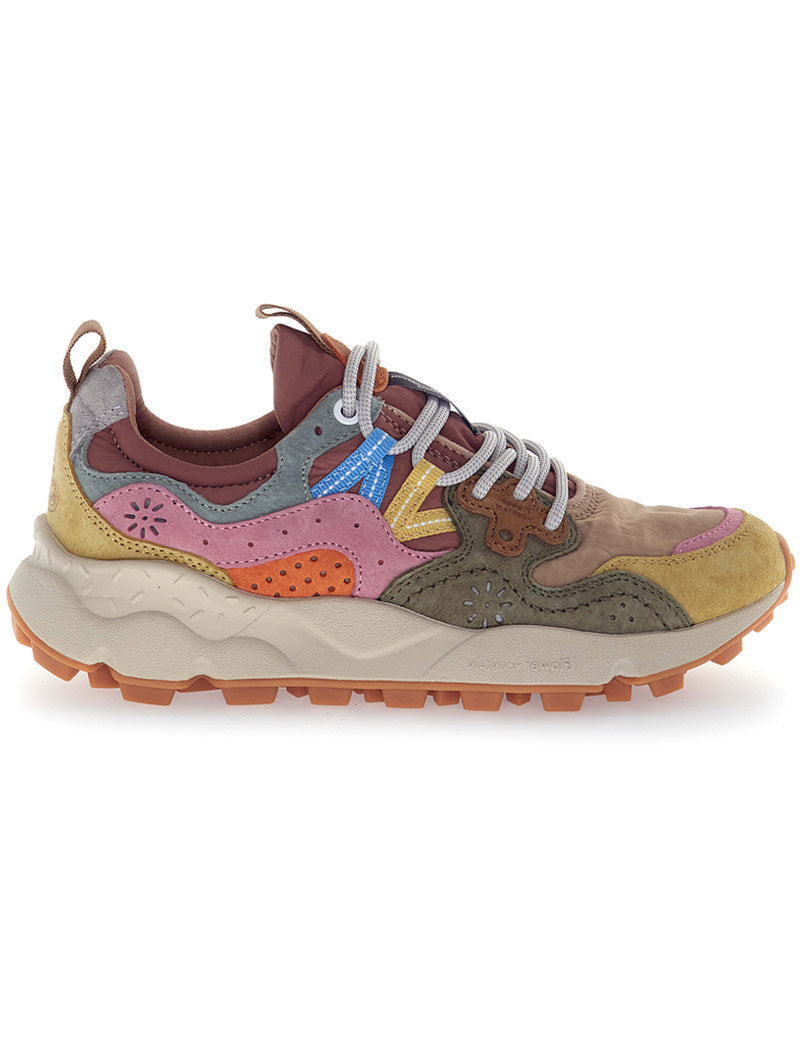 Flower Mountain Yamano 3 suede & nylon women's trainers in cream, military and pink