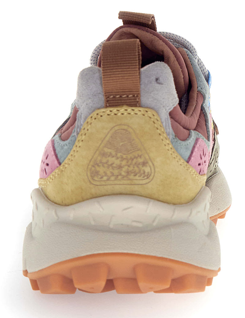 Flower Mountain Yamano 3 women's trainers cream, military and pink - Heel View