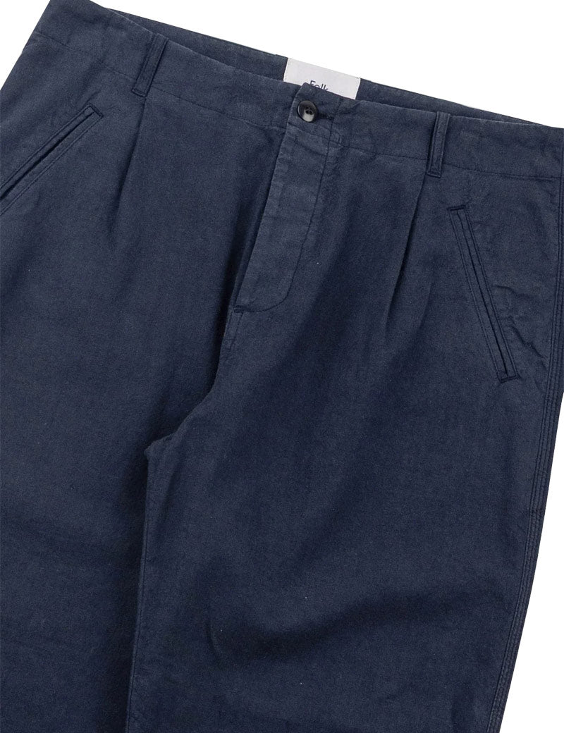 Folk Assembly Pant Dark Navy Cotton Linen Pocket Detail