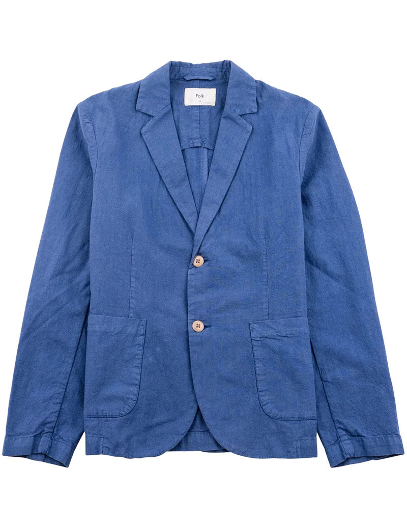 Folk Cotton Linen Blazer Woad