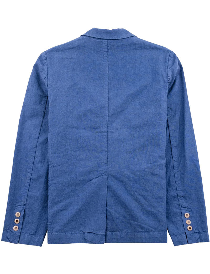 Folk Cotton Linen Blazer Woad Rear View
