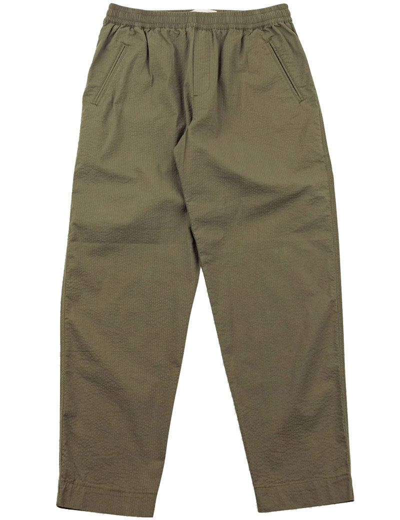Folk Drawcord Assembly Pant Dark Olive Seersucker