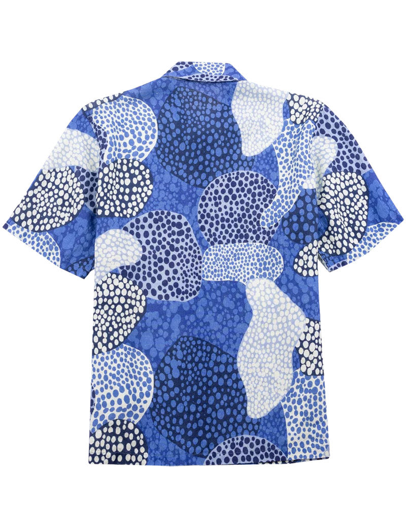 Folk Gabe Shirt Dot Print Blue Mono Back View