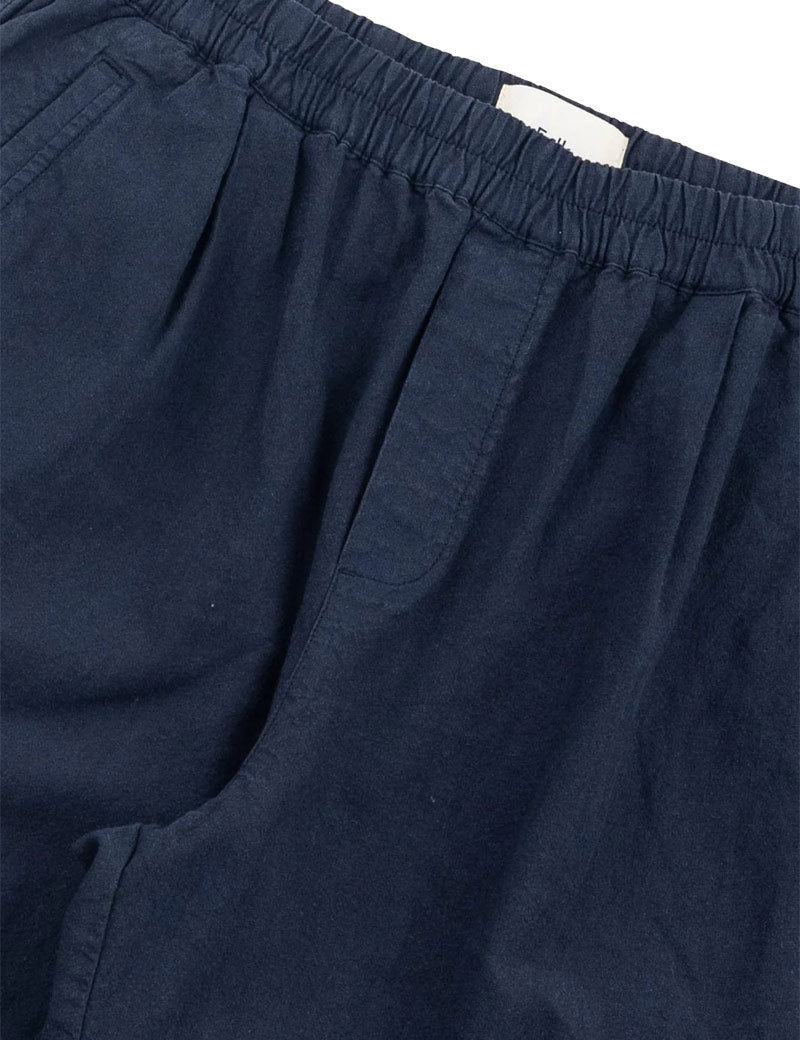 Folk Relaxed Assembly Short Dark Navy Cotton Linen Waistband Detail