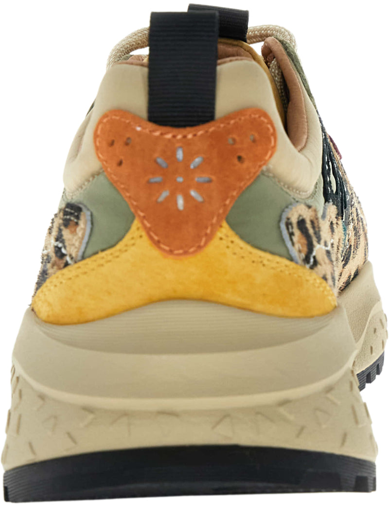 Flower Mountain Solin Woman Trainers Brown, Military & Black Pony Heel