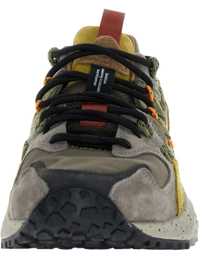 Flower Mountain Yamabushi Man Trainers Mud, Dark Brown & Acid Laces