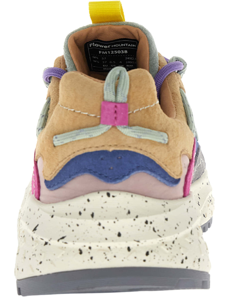 Flower Mountain Yamabushi Woman Trainers Anthracite, Green & Purple Heel