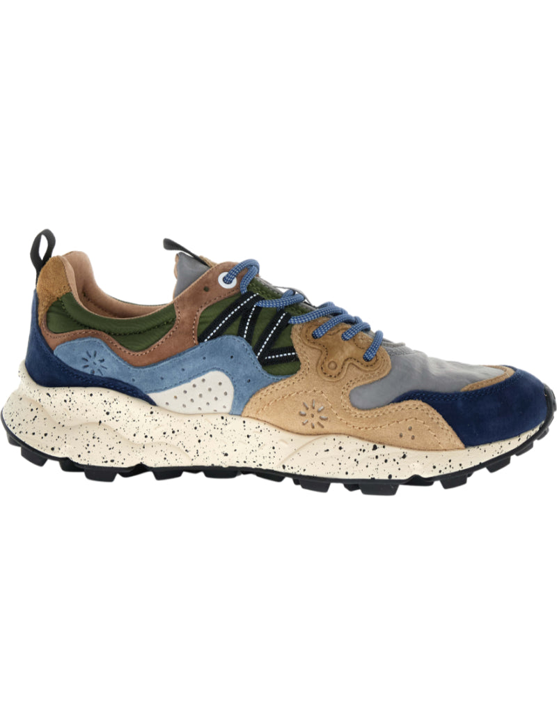 Flower Mountain Yamano 3 Trainers Navy & Light Brown Side
