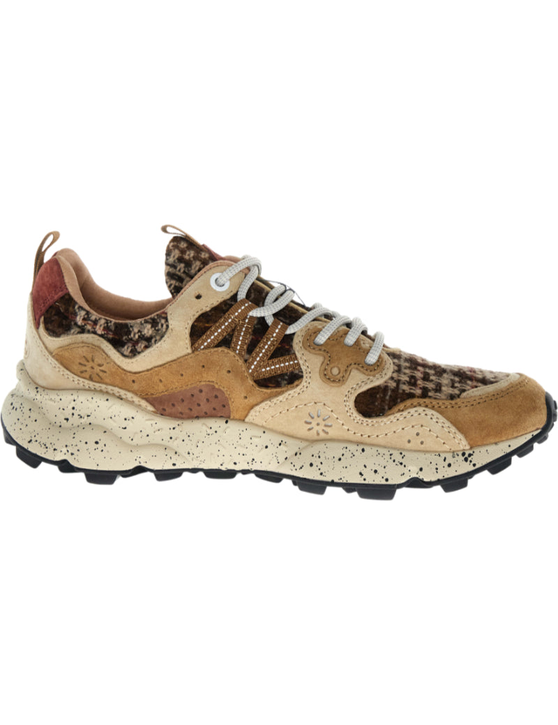 Flower Mountain Yamano 3 Uni Trainers Light Brown, Cream & Brown Side