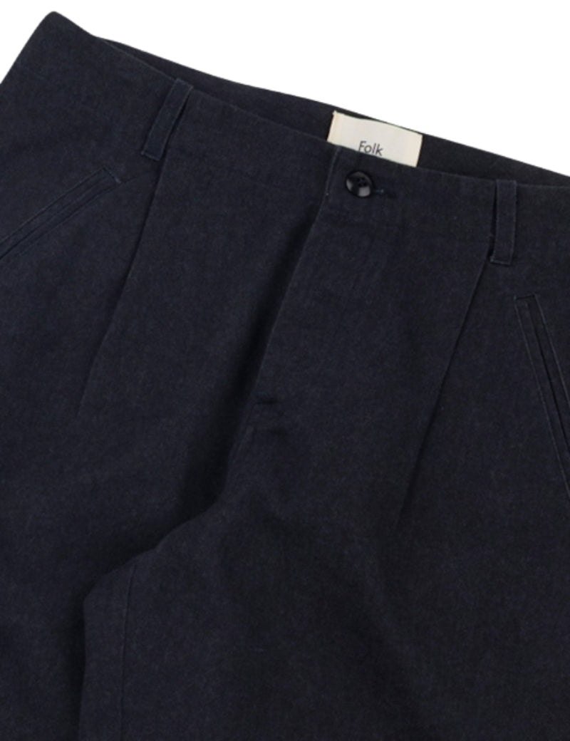 Folk Assembly Pant Black Twill Waistband Detail