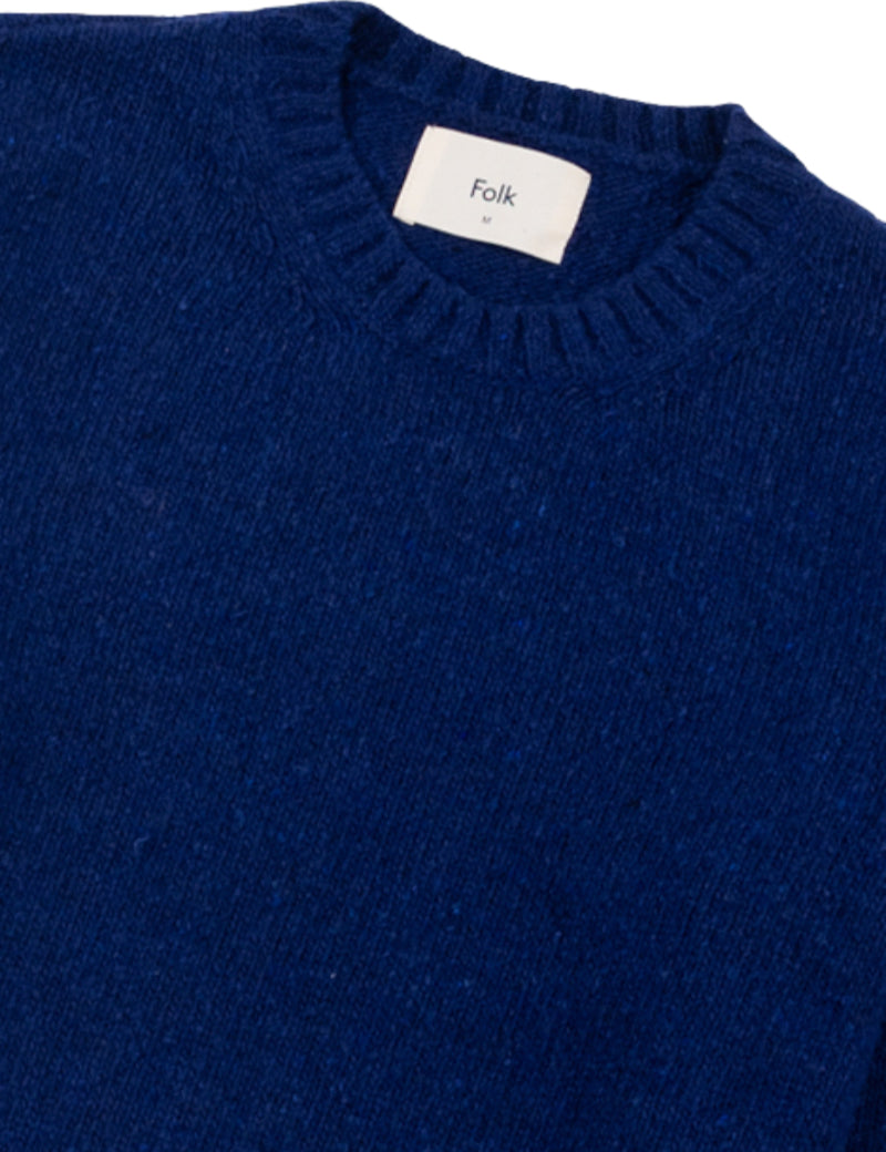 Folk Chain Crew Jumper Blue Oxide Collar Detail