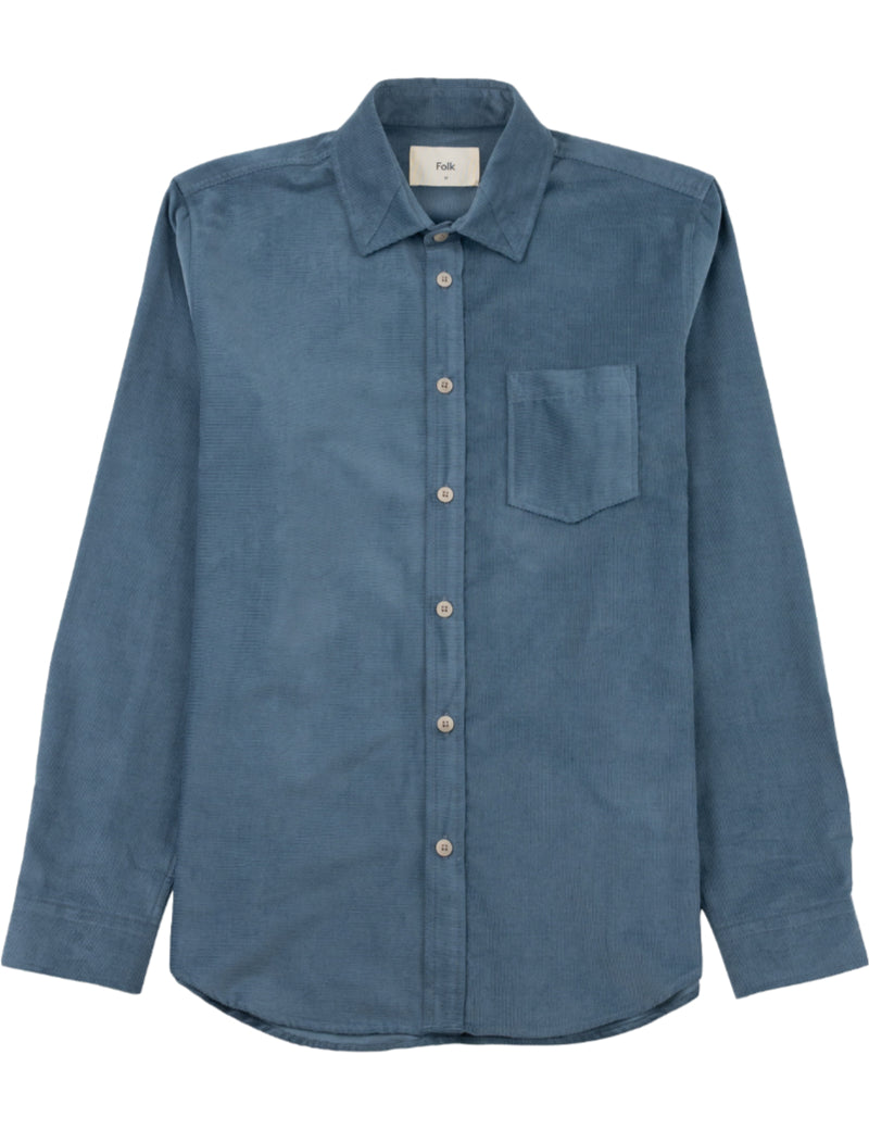 Folk Direction Babycord Shirt Blue Oxide Main