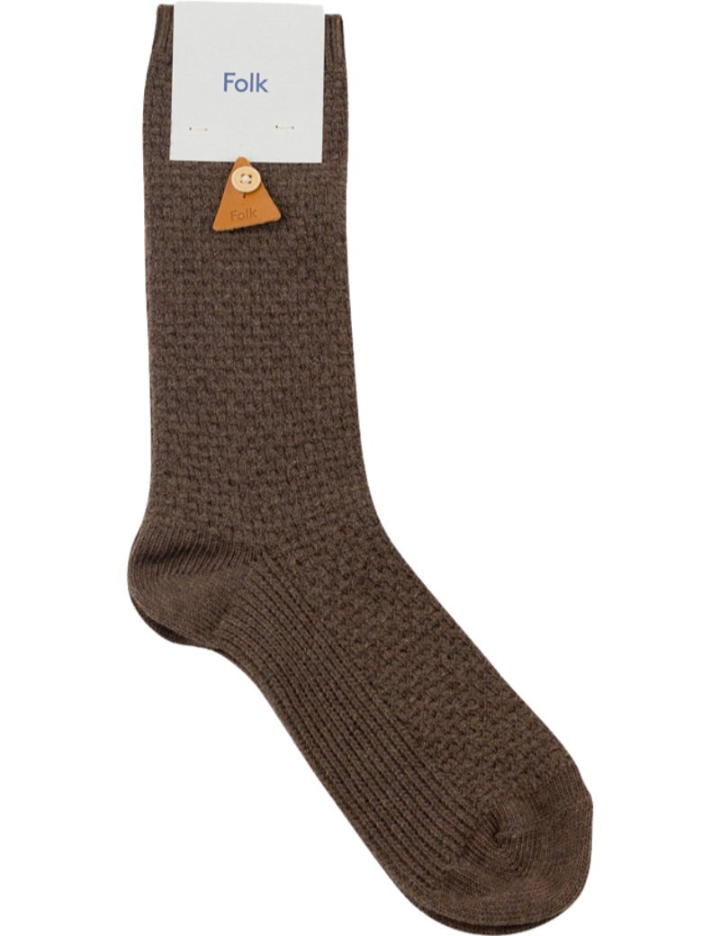 Folk Waffle Socks Espresso Main