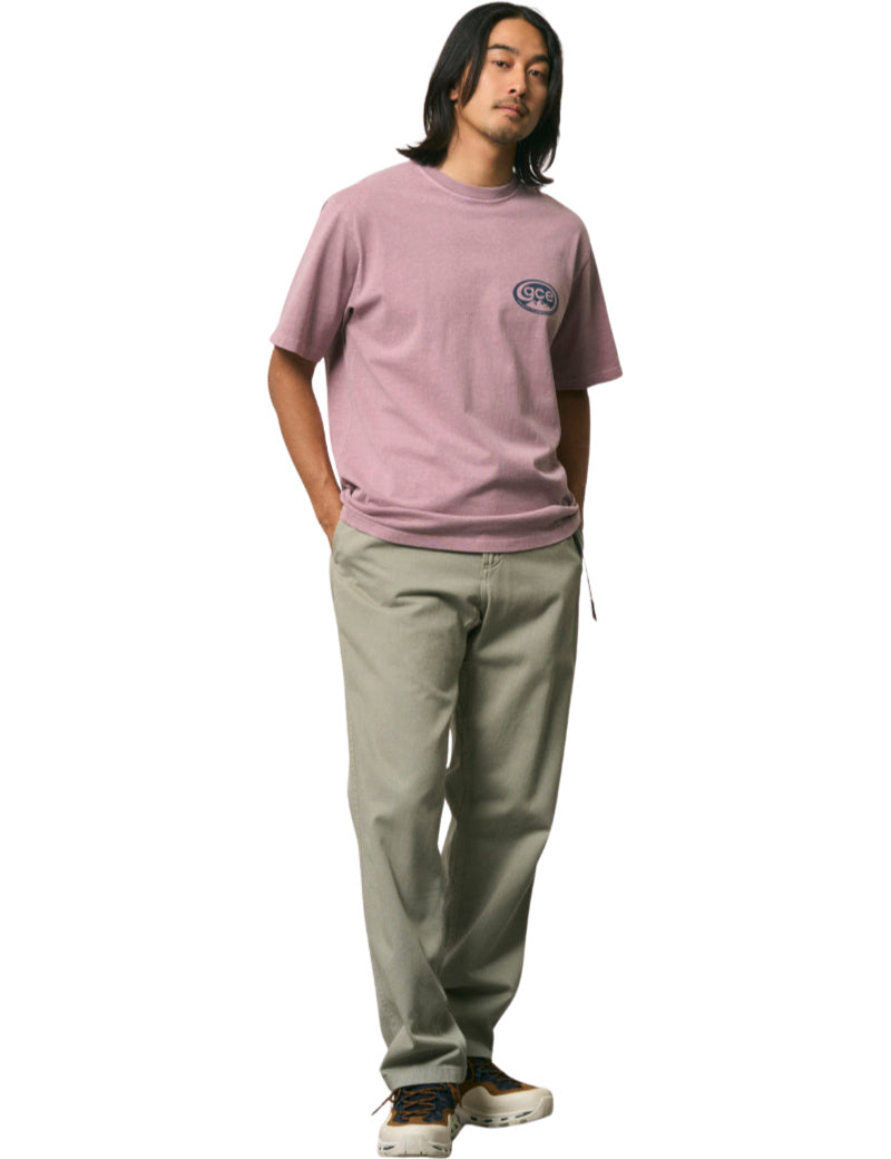 Gramicci GCE T-Shirt Pigment Dyed Lilac On Model Front