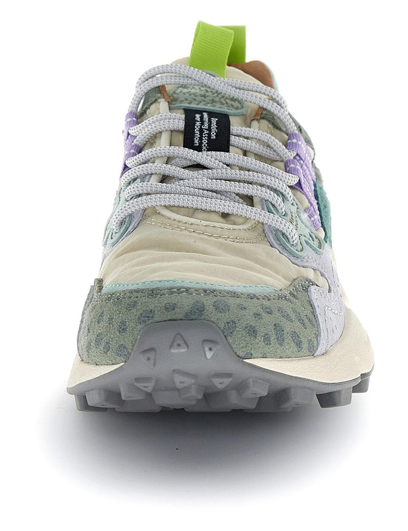 Flower Mountain Yamano 3 women's trainers taupe and green bottle - Laces View