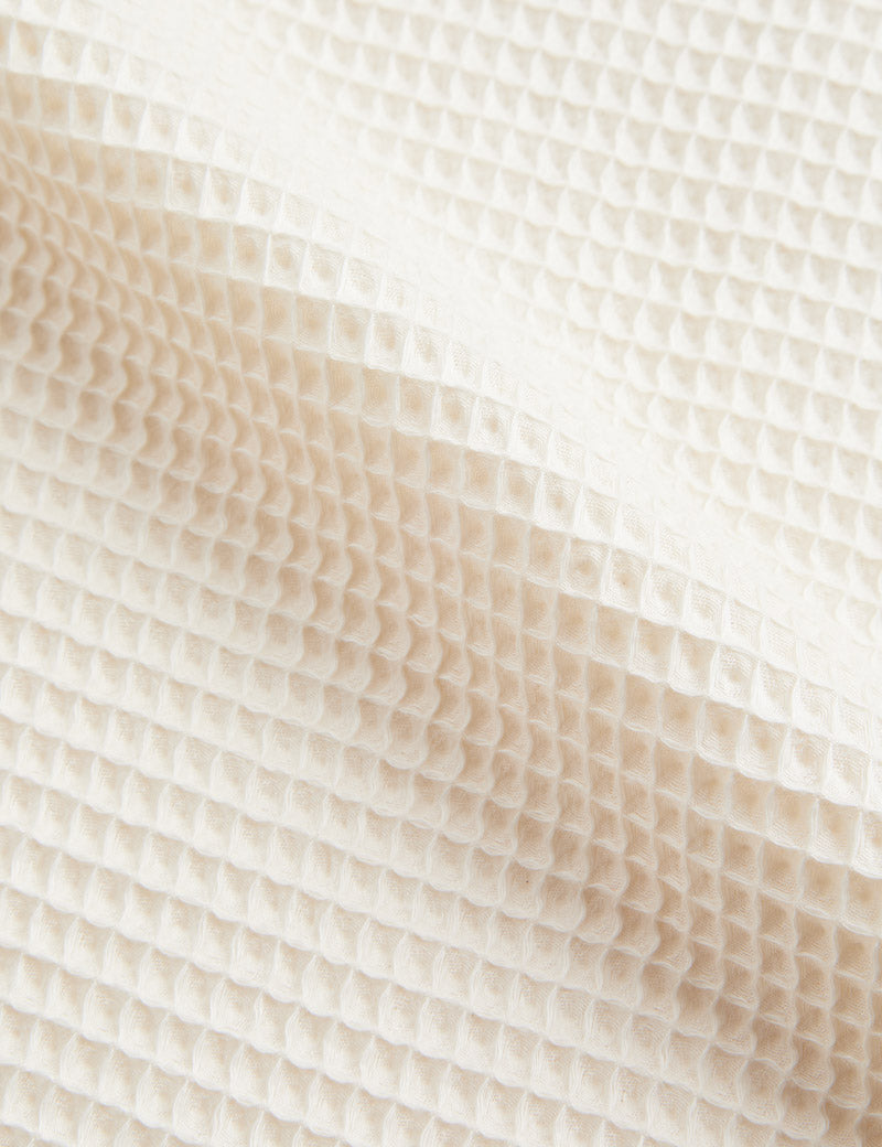 Portuguese Flannel Honey Comb Short Sleeve Shirt White Fabric